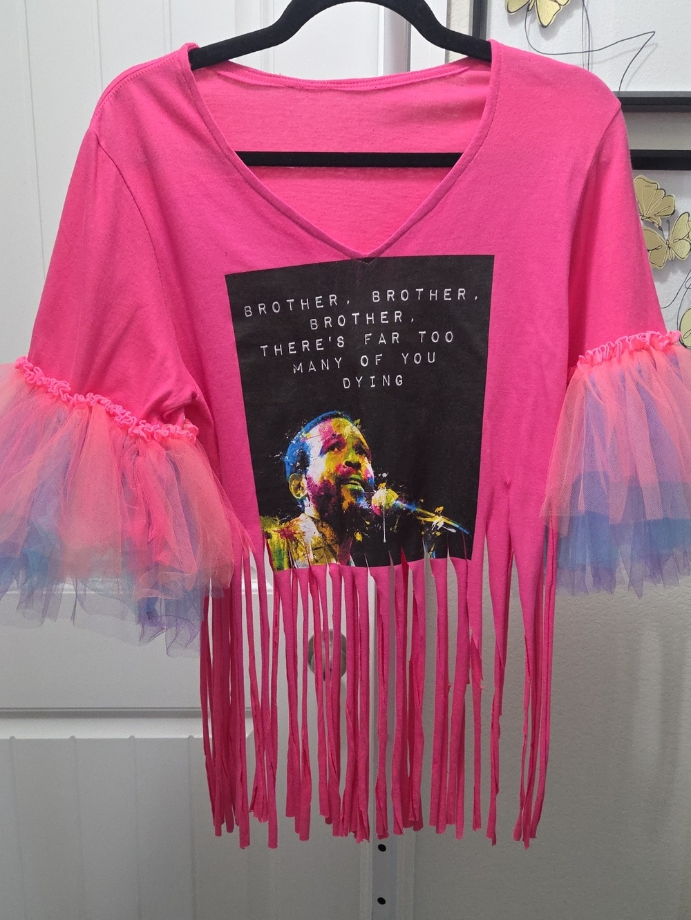 Upcycled Fringe Tulle Sleeve
